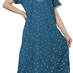 Women's Pure Cotton Block Print Regular Rajasthani Jaipuri Maxi Nighty-picture-25