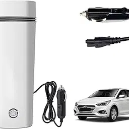 Oshotto 12V Portable Electric Kettle Cup Stainless Steel Electric Kettle Auto Shut-off For Travel Camping, Road Trip Compatible with Hyundai Verna (350ml) - White-picture-17
