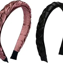 matkooz Satin Silk Braided Head Bands, Plaited Plastic Hairband Jewellery Attractive Look, Unbreakable & Flexible Accessory For Women & Teens-picture-56