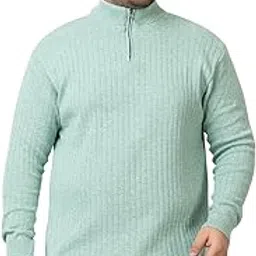 kvetoo Plus Size Men High Neck Zipper Full Sleeve Woolen Winter Sweater-picture-26