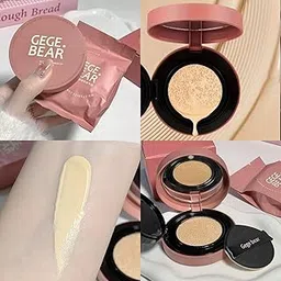 Gege Bear Cushion Foundation for Women – Lightweight, Oil-Control Formula with Refillable Compact and Two Versatile Shades for Perfect Complexion (#1- Ivory, Foundation with Refill)-image-90