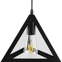 AC110V E26/E27 Single Head Vintage Black Metal Triangle Shape Hanging Light Pendant Ceiling Lights(Bulb Included)-picture-24