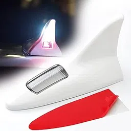 Ritmo Universal 8 LEDs Car Shark Fin Antenna Fin Roof Antenna Flash Warning Tail Light Solar Power Antenne Voiture Antena (White)-picture-24