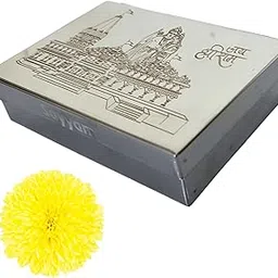 anciently Puja Peti Box Small | Small Pooja Peti | Mandir Peti Stainless Steel Storage Box | Ayodhya Ram Mandir Laser Print Design, Silver Colour, Size 5 x 3.5 Inches-picture-17