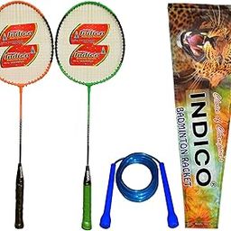 generic Indico Badminton Racket Pack of 2 with 4 Plastic Shuttles and 1 Cover-picture-35