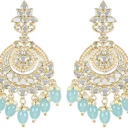 i jewels 18K Gold Plated Traditional Handcrafted Pearl Kundan Beaded Earrings for Women/Girls (E3020)-picture-28
