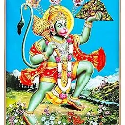 Regalo Casila Hanuman Photo Frame 6x8 Inches Crystal Glossy UV Printed Sanjeevani Avatar Carrying Mountain with Rama Sita Lakshman for Home Temple Wall Decor Gift Waterproof MDF Spiritual God Frame-picture-61