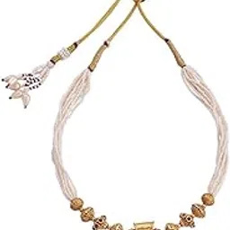 kushal's Fashion Jewellery Ruby Gold Polished Antique Short Necklace With Adjustable Threadbest for Festive Season, Necklace for women - 406385-picture-54