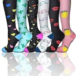 Sweet seven Copper Compression Socks (6 Pairs) - 15-20 mmHg Support for Athletics, Cycling, Nurses - Men & Women Circulation Boost-image-7