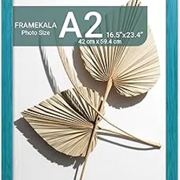 A2 Size Photo Frame, Blue Woodgrain(16.5x23.4 in) Wooden Picture Frame for Artworks & Photos, Modern Flat Frame for Wall Decor, Home & Office-picture-18
