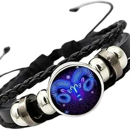 p r prints 12 New Constellation Bracelet Zodiac Signs Guardian Fluorescent Woven Leather Bracelet for Women & Men, All age Jewelry Gifts For Unisex Adult-picture-45