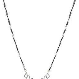 adwitiya collection Gold-Plated AD Stone-Studded With Black Beaded Chain Floral Mangalsutra (ACMS1013)-picture-11