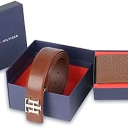 tommy hilfiger Nebraska Men Leather Gift Set Include Global Coin Wallet and Belt Tan Color-picture-24