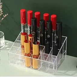 Fixily Clear Acrylic Multi Purpose Lipstick Organiser Display Stand, Section Makeup Storage Holder Box Transparent (24 Compartment 6 * 4)-picture-22