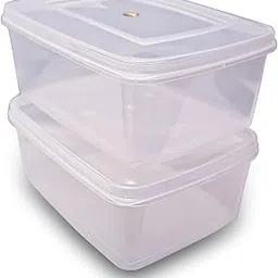 Chetan Rectangle Plastic Storage Boxes, Transparent Containers, Medium Boxes With Lock System for Jewellery/Medicines/Stationery/Cosmetics/ Accessories_(LXBXH- 29 x 21 x 12 cm)(Pack 2) (Size No - 7)-image-3