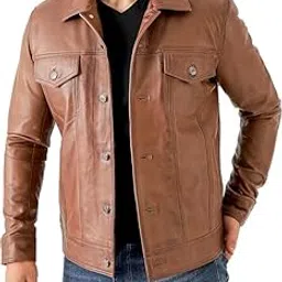 ORVIX Classic Trucker Fashion Leather Jacket Men - Premium Leather Shirt Style Coat Jacket-image-9