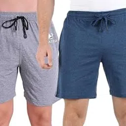 diwazzo Pack of 2 Solid Men's Multicolour Sports Shorts.AIRFORCEBLUE Melange M-picture-45