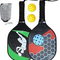MERISHOPP Wood Pickleball Paddles Kit Beginner Racket for Families with Mesh Carry Bag Mixed Color|Sporting Goods|Tennis & Racquet Sports|Tennis|Racquets-image-74
