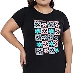 star touch Women Chest Print Half Sleeve Cotton Tshirt with Side Slits and Pocket| Small - 7XL Size image 1