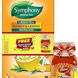 Goodricke Symphony Green Tea - 25 Tea Bags with Free Honey Pack| Lemon & Honey Flavour | Pure & Natural Detoxifying & Boost Immunity | Premium green tea loose leaf | Increases Metabolism-image-0