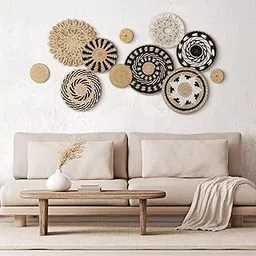 Auravi 11Pcs Boho Wall Basket Decor Decorative Natural Woven Basket Wall Decor Art Round Hanging Baskets for Home Decorations, Multi Sizes(Boho)-picture-22