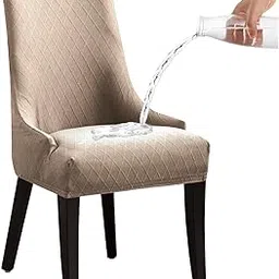 LANSHENG Stretch Rhombic Geometric Wingback Chair Covers Slipcover - Reusable Arm Chair Protector Cover, Washable Dining Chair Covers Protectors for Dining Room (Khaki, Set of 1)-picture-15