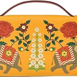 Mustard Wallet for Women, Zipper Closure, Top Handle, Palace Memoirs Collection, Stylish Designer Handbag Purse Wallet Sling Tote, Everyday Casual Ethnic Travel Office Use-image-53