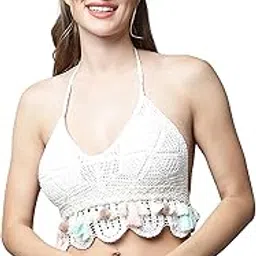icw Women's Knit Crochet Bohemian Halter Neck Padded Bikini Backless Beachwear Bralette Top 109-picture-17