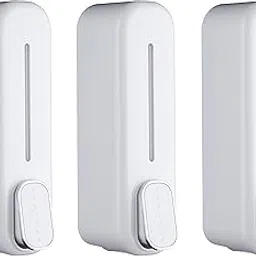 Bath Guru Multi Purpose ABS Wall Mounted Plastic Liquid Soap Dispenser/Shampoo Sanitizer Conditioner Lotion Gel Dispenser for Bathroom Kitchen 350 Ml (3, Slim White)-image-4