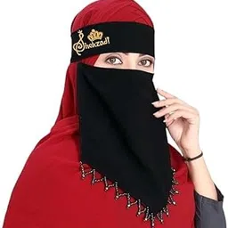 crench creation Saudi Niqab for Women & Girls | Breathable Firdous Fabric | Traditional Saudi Style | Free Size Comfortable Fit | V CNG | (Free size - Black)-picture-50