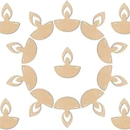 Wooden Pine MDF Diya Cutouts for DIY Art and Craft and Floor Decoration for Puja Function and Diwali Decoration (with Holes) Set of 20-picture-12
