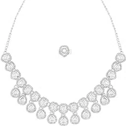 zaveri pearls Silver Tone Dazzling Austrian Diamonds Necklace Earring & Ring Set For Women-ZPFK17289-picture-37