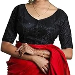 mondal fashion house Womens V Neck Half Sleeve Rimjhim Shining Fabric Readymade Stylish Blouse Comfortable and Versatile Wear-picture-21