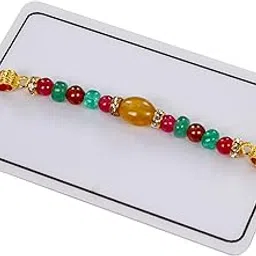 Multi Color Real Gemstone Beads Rakhi for Raksha Bandhan, Certified Gems, Gemstone Rakhi-image-91