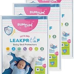 Bumtum Baby Dry Sheet Waterproof Soft Fleece Baby Bed Protector | Anti - Bacterial & Odour Free | Extra Absorbant, Reuseable & Washable (Aqua Blue, Medium Size, 100 * 70cm, Pack of 3)-picture-18