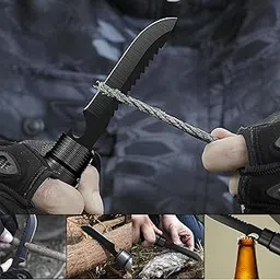 LICHTS Camping Shovel Survival Multi Tools Saw Hoe Harpoon Screwdriver Black-picture-24