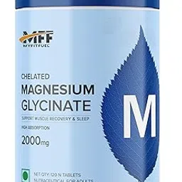 MyFitFuel Chelated Magnesium Glycinate 2000mg (120 Tablets) With Zinc, Vitamin B6, Lysine. Support Muscle Recovery, For Sleep, Cramps, Nerve Health. Magnesium Supplements For Women & Men-image-0