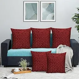 COZY FURNISH Pack of 5 Premium Velvet Cushion Covers | 16x16 Inches | Handwoven Textured Design |Decorative Covers with Hidden Zipper | Perfect for Sofa, Living Room & Bedroom Décor-image-22