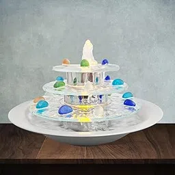 Pamopamo Indoor Table Fountain, 3 Tier Waterfall, Zen Meditation Fountains with Led Light, Relaxing Water Feature for Work Desk, Relaxing Sound Meditation for Writing Table Decoration-picture-16