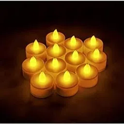 PARTISH 12 Pcs LED Tea Light Candles | Flameless, Smokeless Diyas | Decorative Acrylic Candles for Navratri Decoration Setup for Home, Home Decor, Diwali, Deepawali, Festival Gifting (Yellow)-image-65