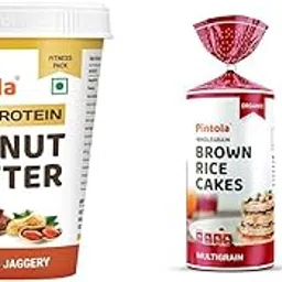 Pintola Combo - High Protein Organic Jaggery Peanut Butter Creamy 1kg + Rice Cakes (Unsalted & Multigrain) (Pack of 2) (130g x 2), 100% Roasted Peanuts butter, High in Protein With Organic Rice Cakes-image-27