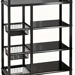 LDQ 1pc Adjustable 4-Storey Metal Storage Rack | with 3 Wire Baskets, Kitchen Organizer and Storage | Suitable for Garage, Pantry, Bathroom, Closet (3 Baskets-Length 80cm/31.5in)-picture-31