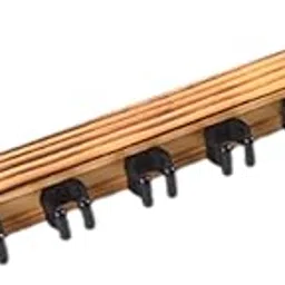 6 Pool Billiard Stick Holder Storage Stand Wooden Wall Rack with 6 Cue Clips Grilled Color-picture-13