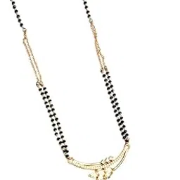 mairah Dual Chain Mangalsutra with CZ Stone Floral Pendant image 1