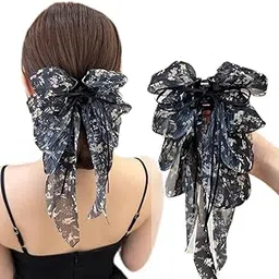 Melodio New Forest-Inspired Rose Ponytail Clip – French Romantic Floral Hair Accessory with Flowing Ribbon, Elegant Back Bun Hair Clip for Women, High-End Hair Decor (Type B)-image-37