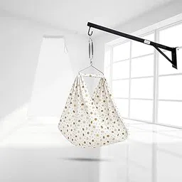 Happykid Pack of 5 Baby Cradle Set | Cradle Cloth, Mosquito Net, Spring, Triangle & Window Hanger | Up to 20 kg | White (Galaxy Print)-picture-30