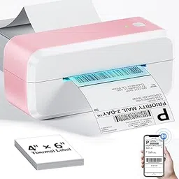 Bluetooth Shipping Label Printer, 4x6 Thermal Label Printer for Shipping Packages & Small Business, Compatible with Phone, Windows and Mac, Widely Used for eBay, Etsy, Shopify, Royal Mail, Evri (Pink)-picture-31