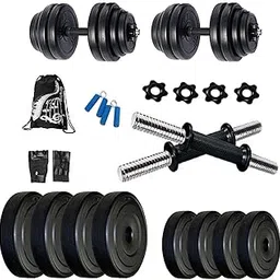 Bodyfit Adjustable Dumbbell Exercise Rods, Weight set, Home Gym Fitness Kit, Gym Plates Equipment, Gym Set n Accessories (14 Kg Gym Set)-picture-26