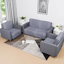 Kuber Industries Sofa Cover - Net 2+1+1 Seater Slip Cover | Leonardo Flower Print, Grey-picture-25