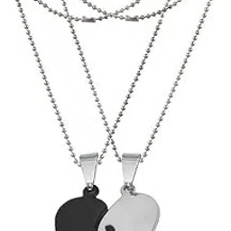 Valentine Gift His and Her Broken Heart Couple Pendant Necklace for Men and Women-image-0